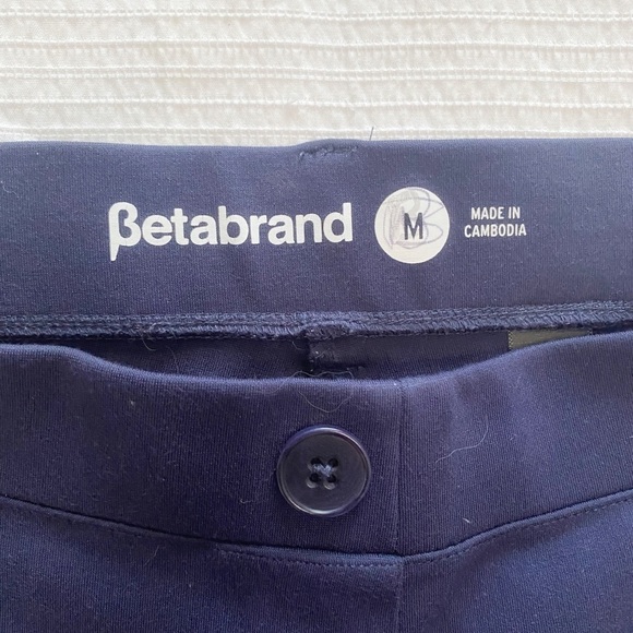 BETABRAND NAVY RAYON NYLON BOOTCUT FLARED STRETCH YOGA PANTS - M - Picture 4 of 8